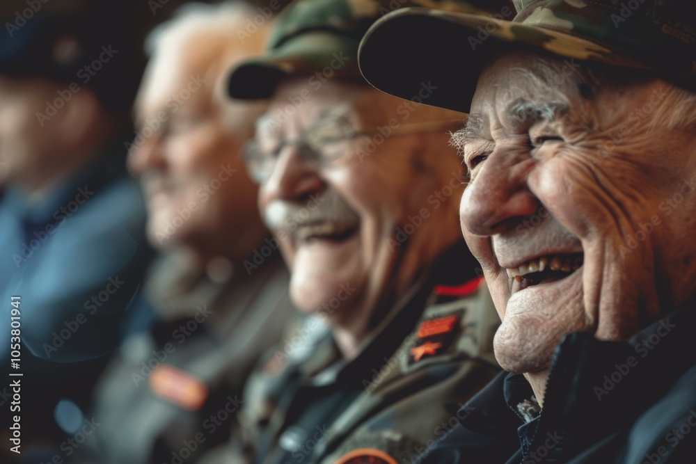 Obraz premium A group of veterans sharing a laugh and camaraderie