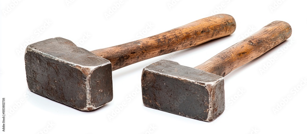Two Sledgehammers Isolated On White Manual Tool Two Sledgehammers Isolated On White Manual Tool