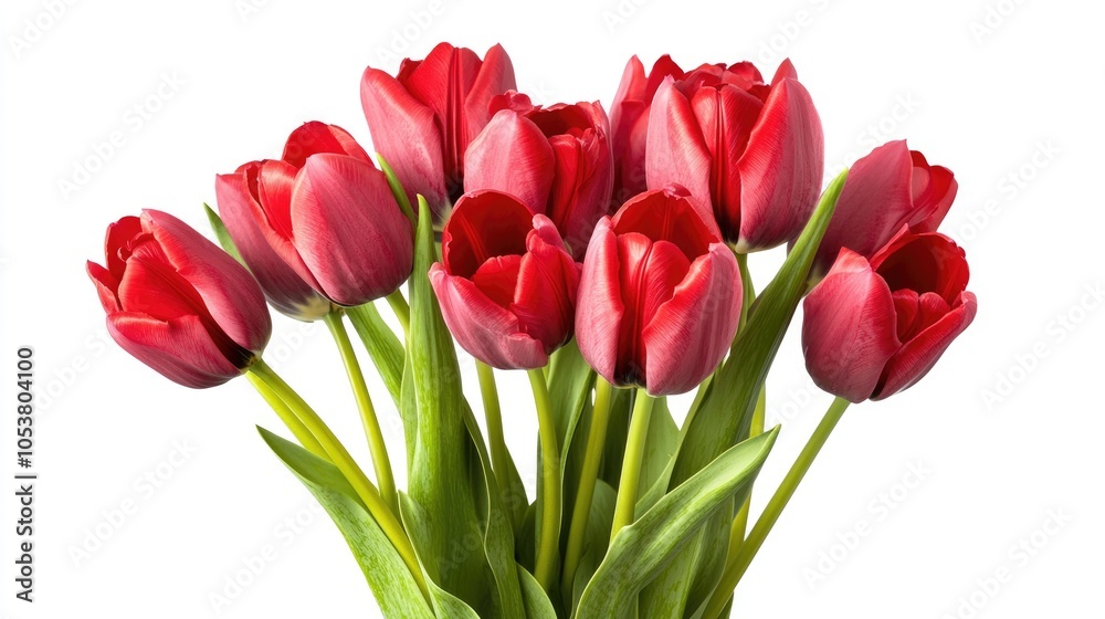 Fresh red tulip bouquet isolated on a white background Fresh red tulip bouquet isolated on a white background