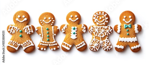 Gingerbread Cookies Isolated Over White Background With Clipping Path