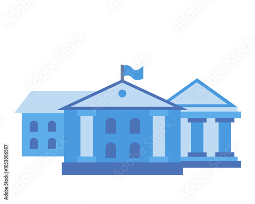 Bank building, government building. Vector simple color flat illustration.