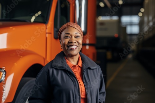 Portrait of a confident body positive female truck driver