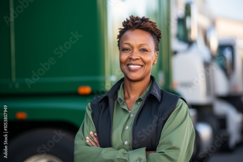 Portrait of a confident body positive female truck driver