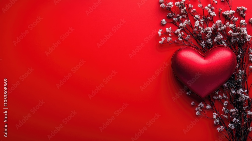 Romantic Valentine s Day theme featuring a red heart frame on a vibrant ...