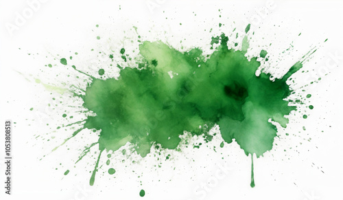 Green watercolor splash on white photo