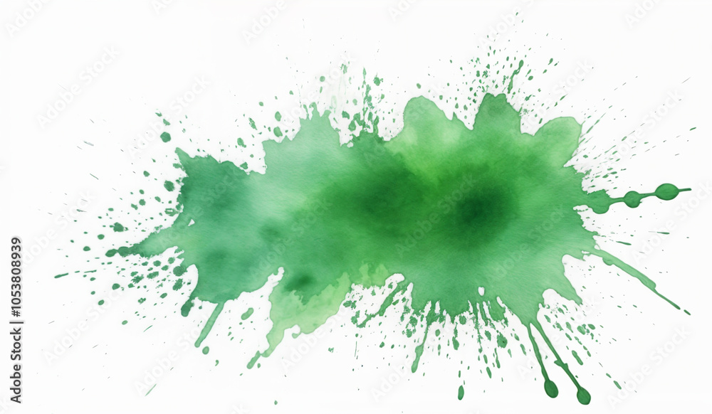 Green watercolor splash on white Green watercolor splash on white