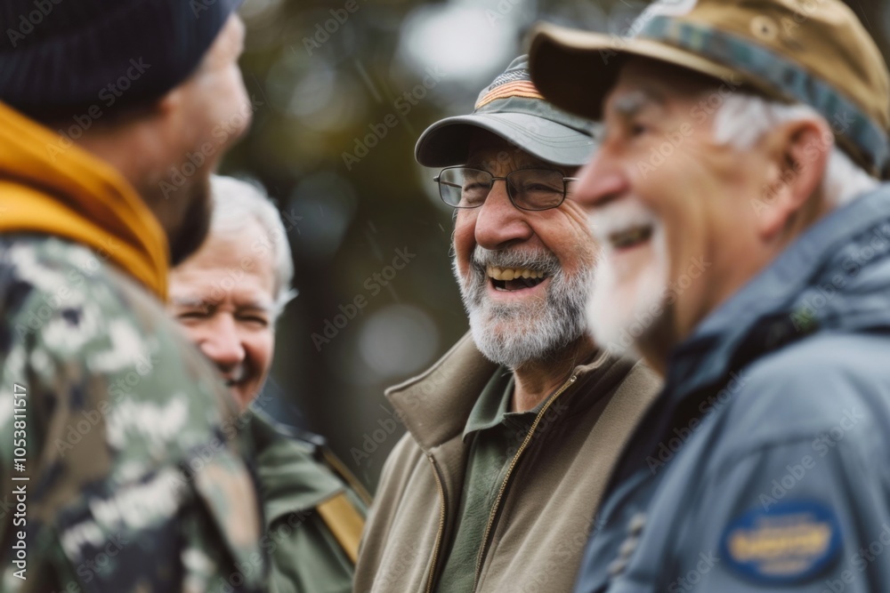 Fototapeta premium A group of veterans sharing a laugh and camaraderie