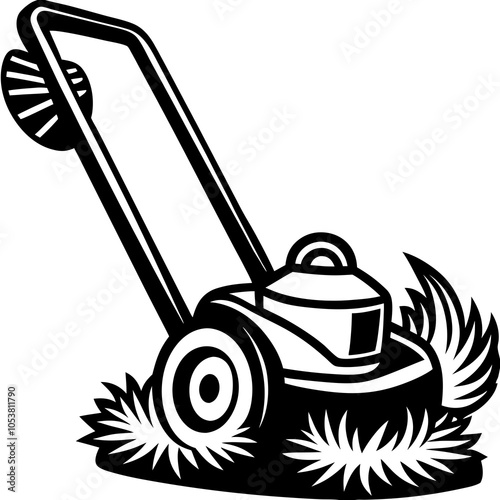 Grass Trimmer Silhouette Art Vector.