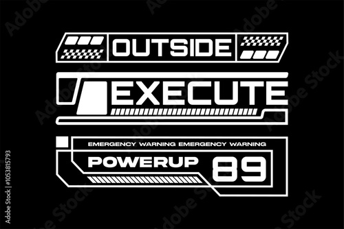 Futuristic streetwear ui racing and speed element technology vector template design