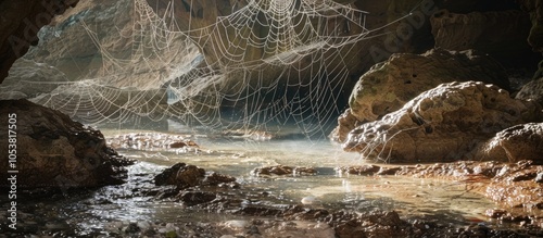 Cobwebs Made Under A Rock Beside Kontamale Water Cave Baths Wanci Island photo