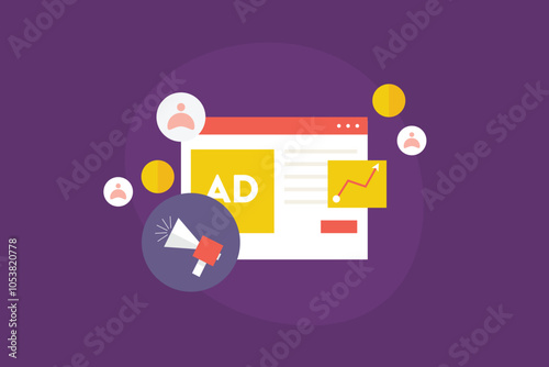 Digital advertising campaign attracting website visitors, Digital ad campaign cost, Brand promotion on internet, Website ads. Vector illustration concept.