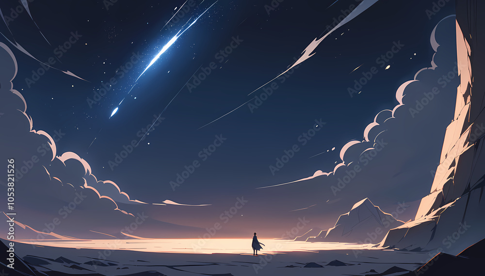 Solitary Figure Under a Starry Sky