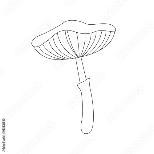 Groovy line psychedelic mushroom, magic toadstool for potion of witch vector illustration