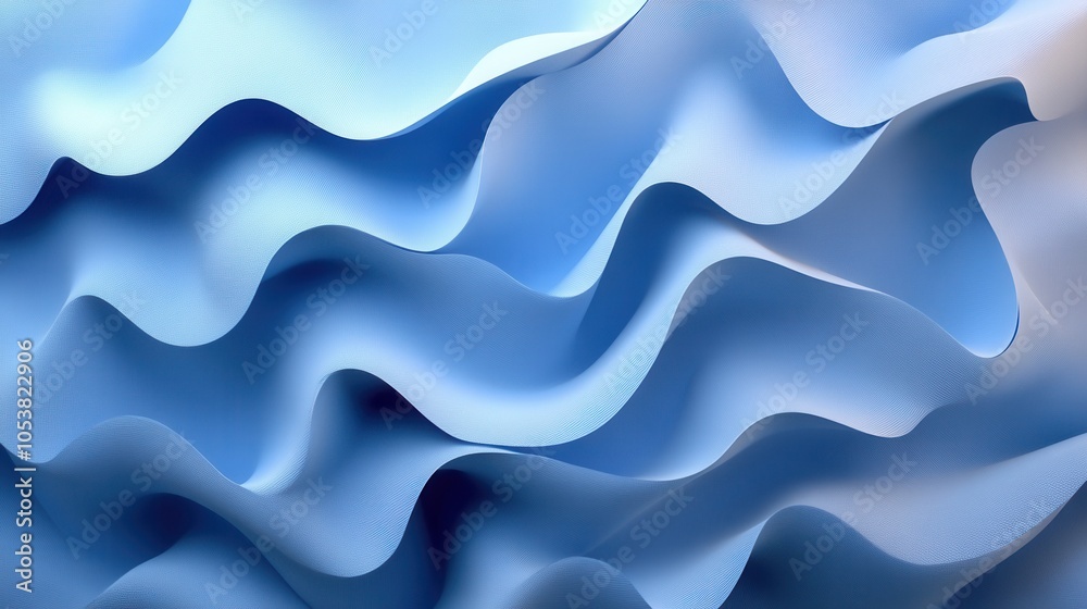 Three dimensional render of blue wavy pattern Three dimensional render of blue wavy pattern