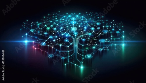 Abstract High-Quality Digital Illustration of Machine Learning - Futuristic Neural Networks, AI Algorithms, Data Analytics, and Advanced Technology Visualization