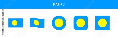 Free Download Set of Palau national flag icons in various styles on transparent background - GFXLoad