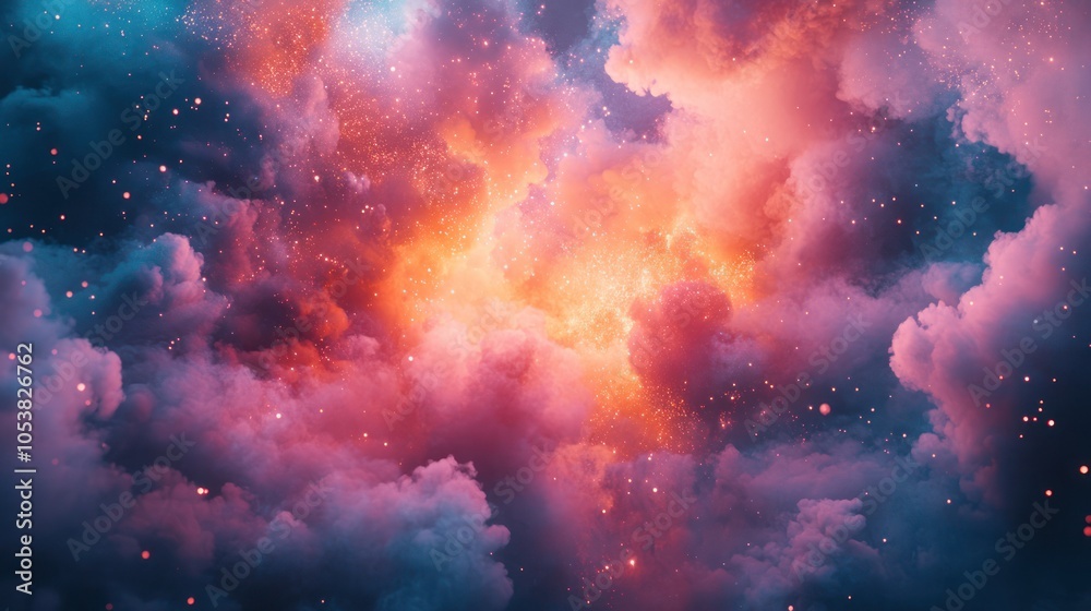 Fototapeta premium Abstract colorful clouds with glowing lights.