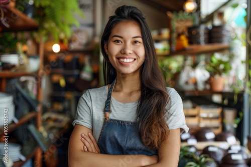 Portrait of a smiling young Asian woman small business owner