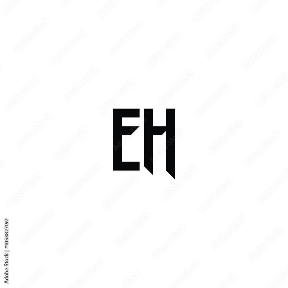 Obraz premium EH monogram logo design letter text name symbol monochrome logotype alphabet character simple logo