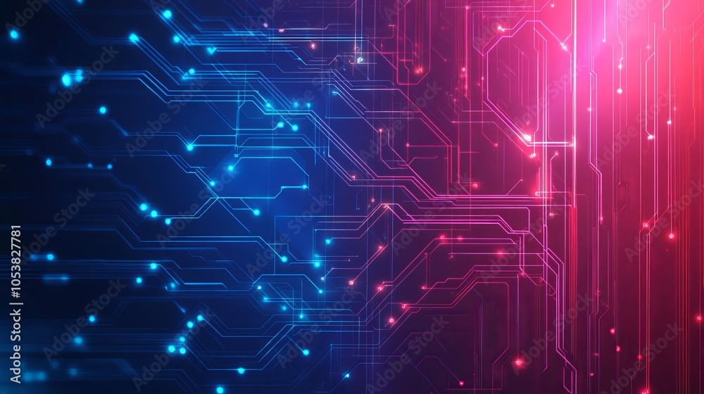 Obraz premium Futuristic Blue and Red Electronic Circuit Technology Background Vector