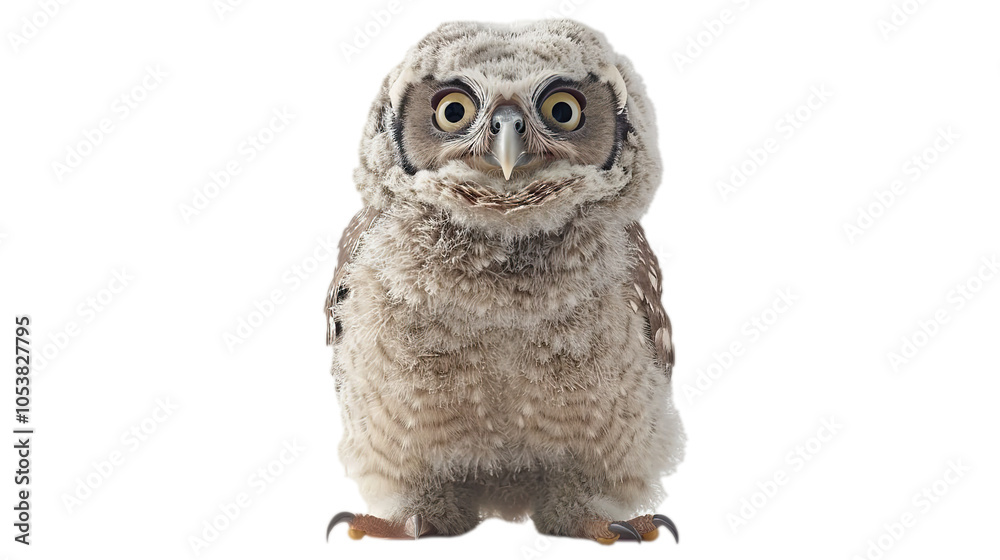 Obraz premium Soft Owl isolated on transparent background, PNG 