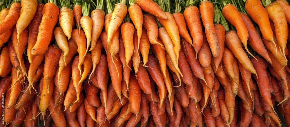 Many Carrots Arranged In A Large Stack At A Farmers Market Many Carrots Arranged In A Large Stack At A Farmers Market
