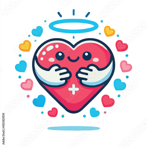 cartoon of a heart with a smiling face and a forgiving expression