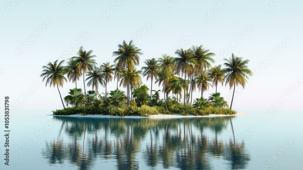 Scenic palm islands in a captivating arrangement isolated for a striking effect Scenic palm islands in a captivating arrangement isolated for a striking effect