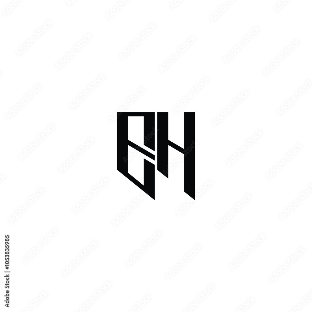 Obraz premium EH monogram logo design letter text name symbol monochrome logotype alphabet character simple logo