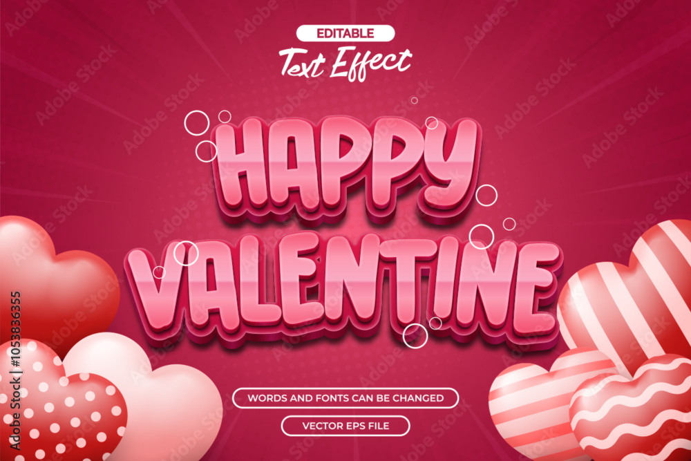 © Aziramada - 3d Happy valentine editable text effect with 3d love shape decoration © Aziramada - 3d Happy valentine editable text effect with 3d love shape decoration