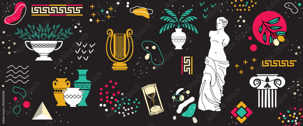 The abstract background of the elements of ancient Greek culture.