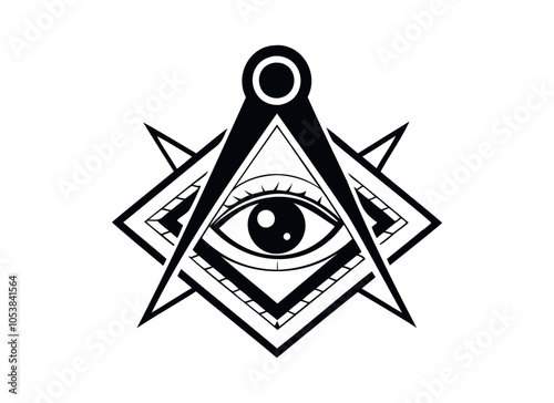 All-Seeing Eye and Compass Illustration for Masonic and Esoteric Designs photo