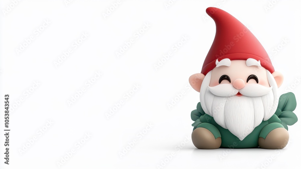 Whimsical Red-Gnome Figure with Joyful Expression Whimsical Red-Gnome Figure with Joyful Expression