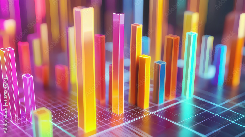 Colorful 3D Bar Chart Displaying Statistical Data Colorful 3D Bar Chart Displaying Statistical Data