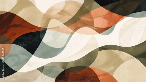 An abstract composition using organic shapes and earthy
