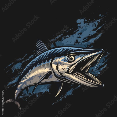 WAHOO FISH VECTOR ILLUSTRATION DESIGN photo