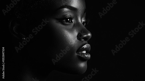 Captivating Black Woman Against Dark Backdrop