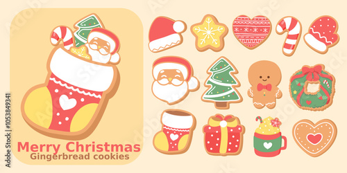 Set of Christmas cookies elements