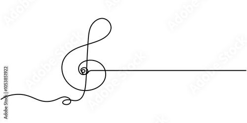 Musical Note Continuous Line Icon, Music line art, Musicals line, continuous single drawn one line note hand-drawn picture silhouette. Line art. doodle.notes of the eighth, Continuous line drawing 
