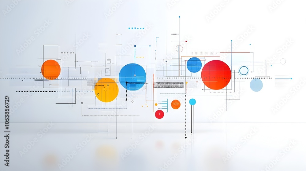 Obraz premium Sleek abstract design with layered geometric circles in vibrant hues creating a dynamic visual flow perfect for a modern business or tech presentation