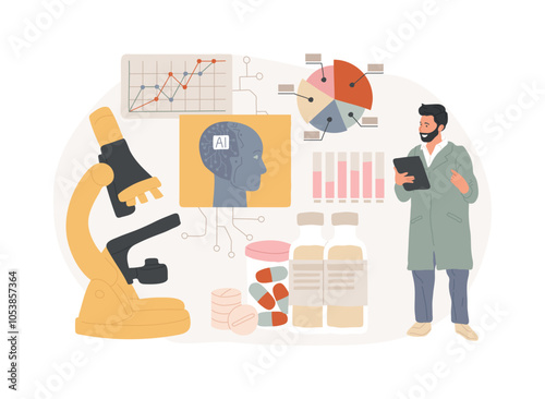 AI-Enhanced Drug Discovery abstract concept vector illustration.