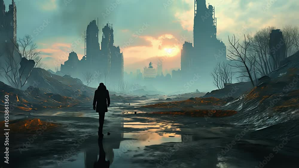 The End of the World Apocalyptic, epic scene. Created with Generative AI.