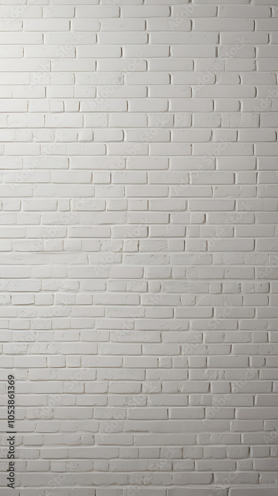 Obraz premium Classic white brick wall with even texture, ideal for minimalist backgrounds with a clean, modern look and open copy space.