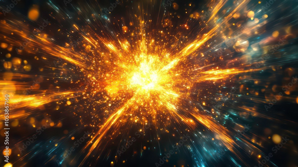 A dynamic explosion of light and color, representing energy and cosmic phenomena. A dynamic explosion of light and color, representing energy and cosmic phenomena.