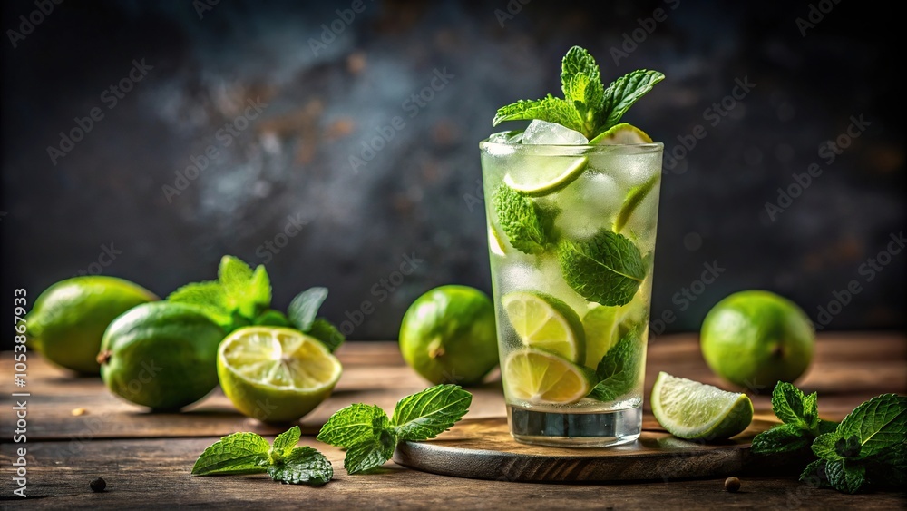 Refreshing virgin mojito drink with mint and lime Refreshing virgin mojito drink with mint and lime