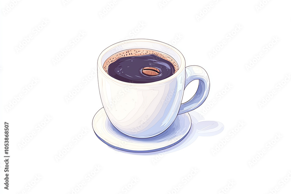 Fototapeta premium Coffee cup logo, metallic texture, high contrast, 3D render