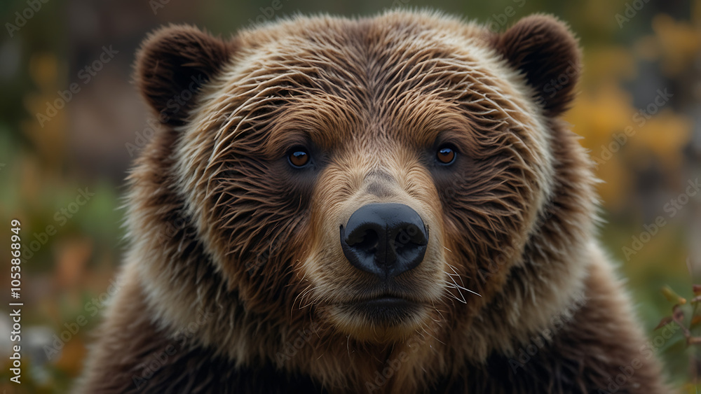 Obraz premium close-up image of a brown bear in the forest