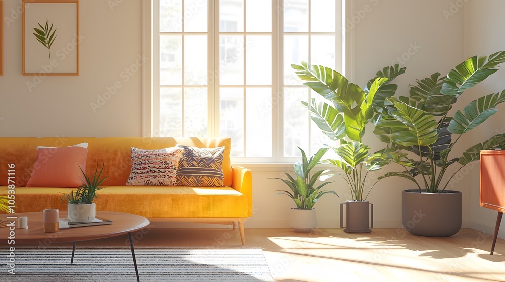 Fototapeta premium Cozy Eclectic Living Room with Colorful Decor