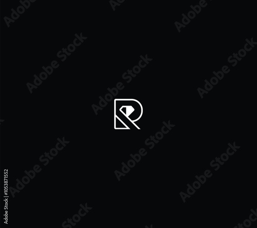 Letter R Diamond linear logo design idea for personal brand use. 