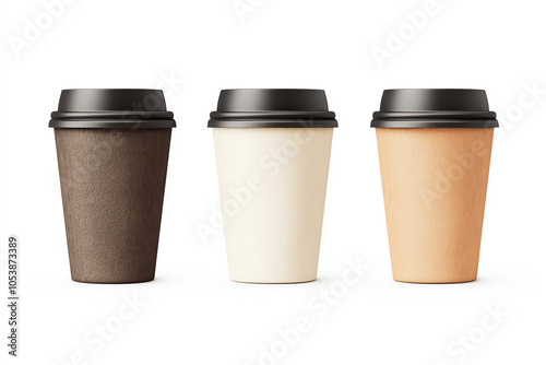 Wallpaper Mural Coffee cup icon, minimal lines, earthy tones, 3D render Torontodigital.ca